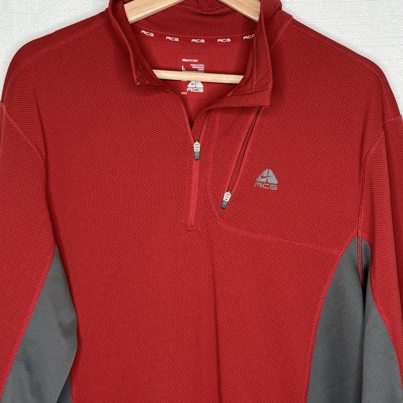 Nike Other - Nike ACG Pullover Shirt Red 1/4 Zip Golf Outdoors Mens Large Long‎ Sleeve